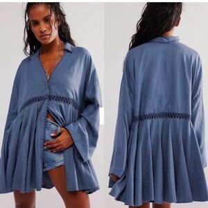 Free people hazy blue blouse/dress. WORN ONCE.
